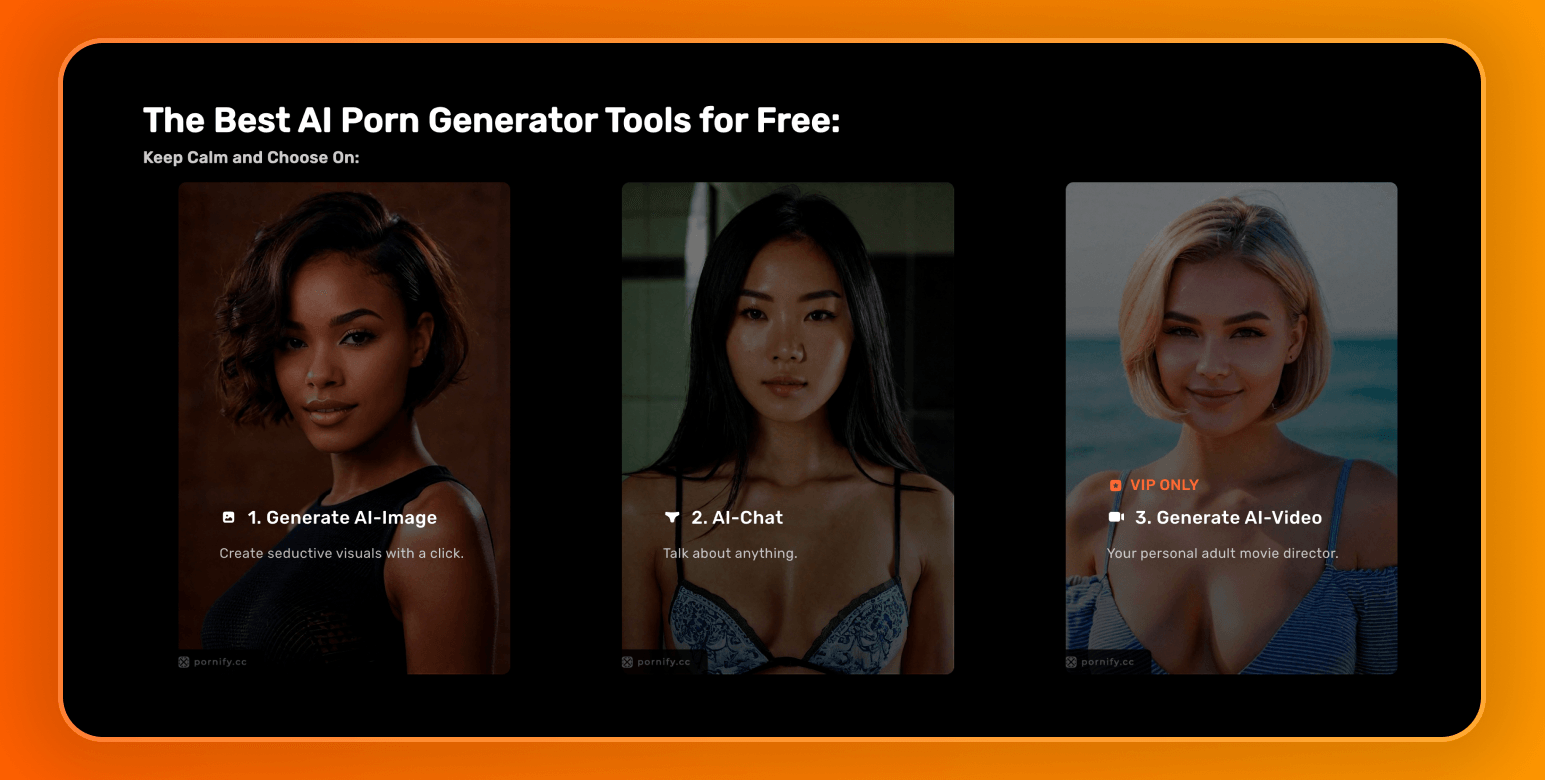 Screenshot of the main features that Pornify provides