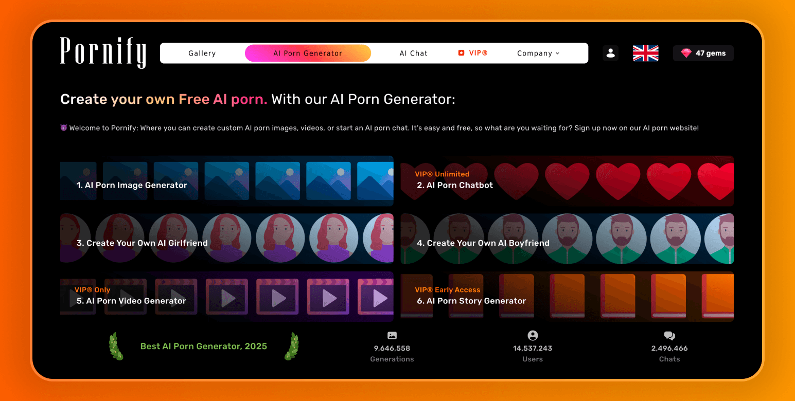 Screenshot showing how Pornify website looks.
